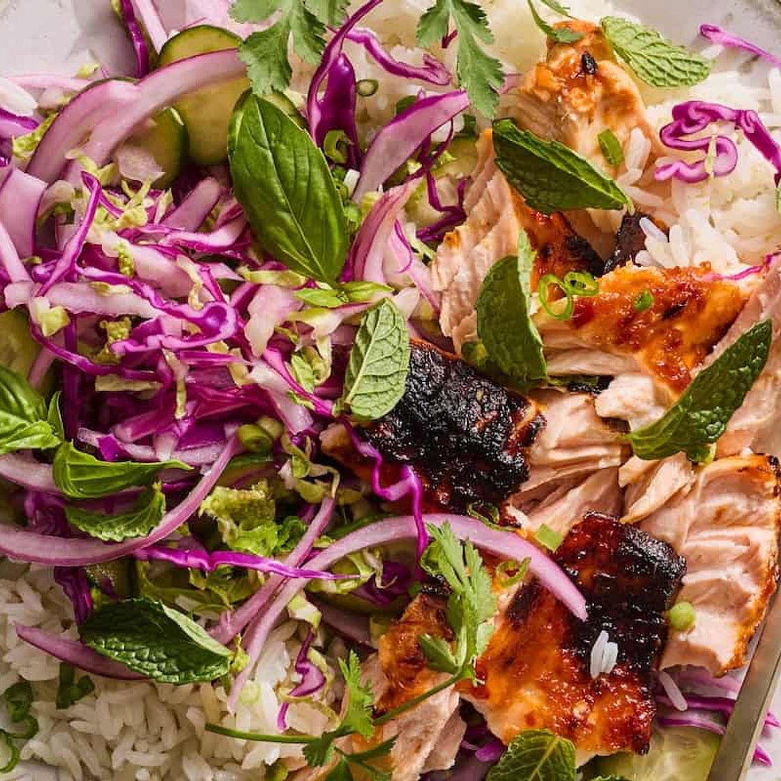Thai Salmon Bowls with Coconut Rice