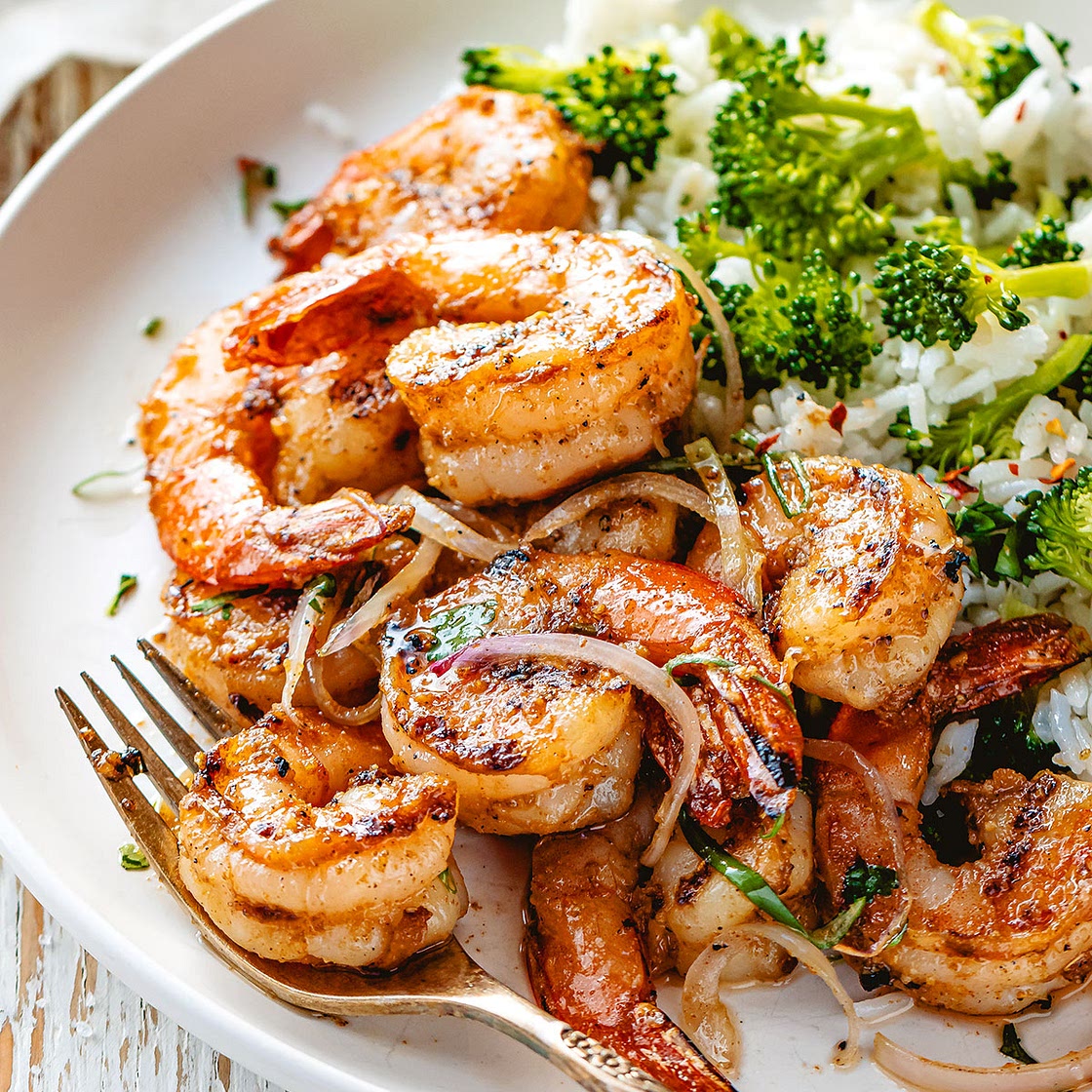 Garlic Butter Shrimp with Broccoli Rice