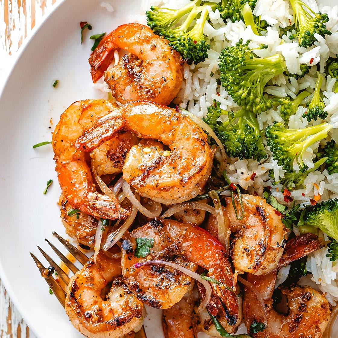 Garlic Butter Shrimp with Broccoli Rice