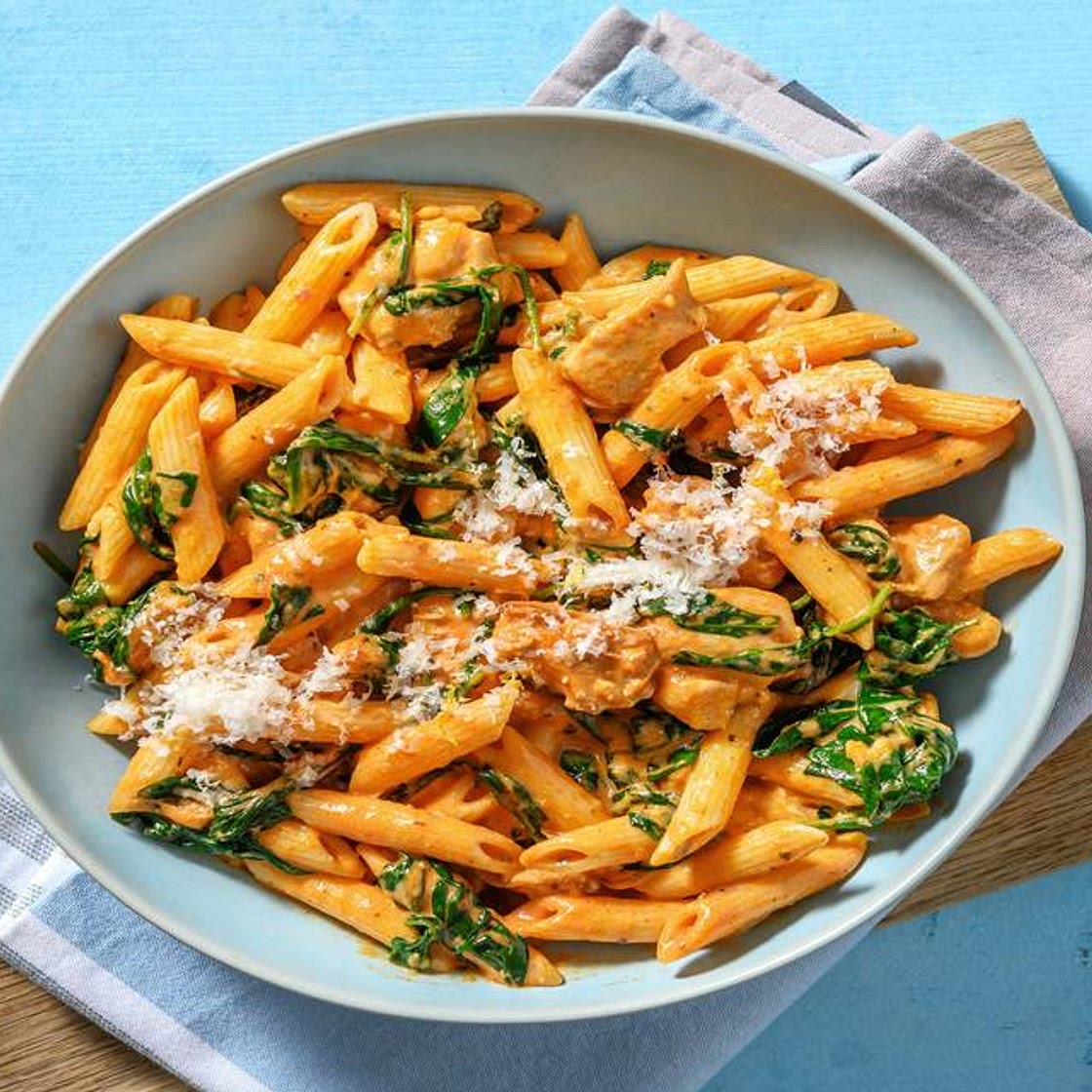 Spicy Creamy Cajun Chicken Pasta with Spinach and Cheese