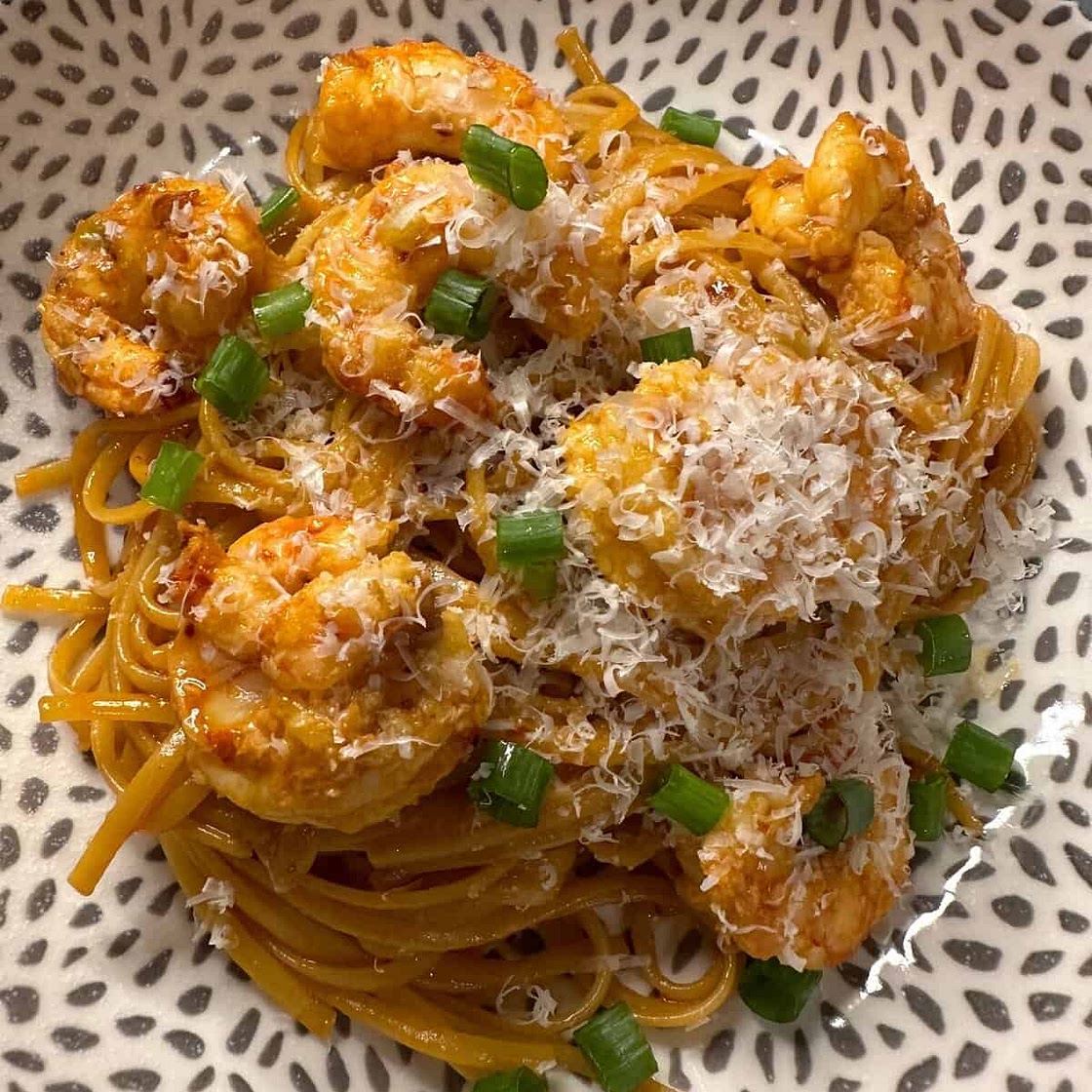 Spicy Gochujang Shrimp Linguine