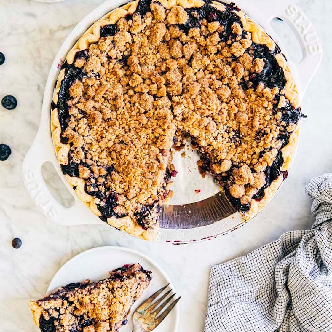 Homemade Blueberry Crumble Pie (Fresh or Frozen Berries)