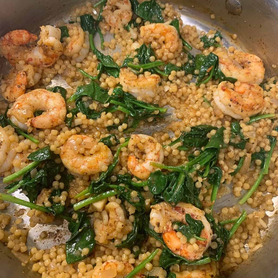 One Pan Lemon Pepper Old Bay Shrimp and Couscous