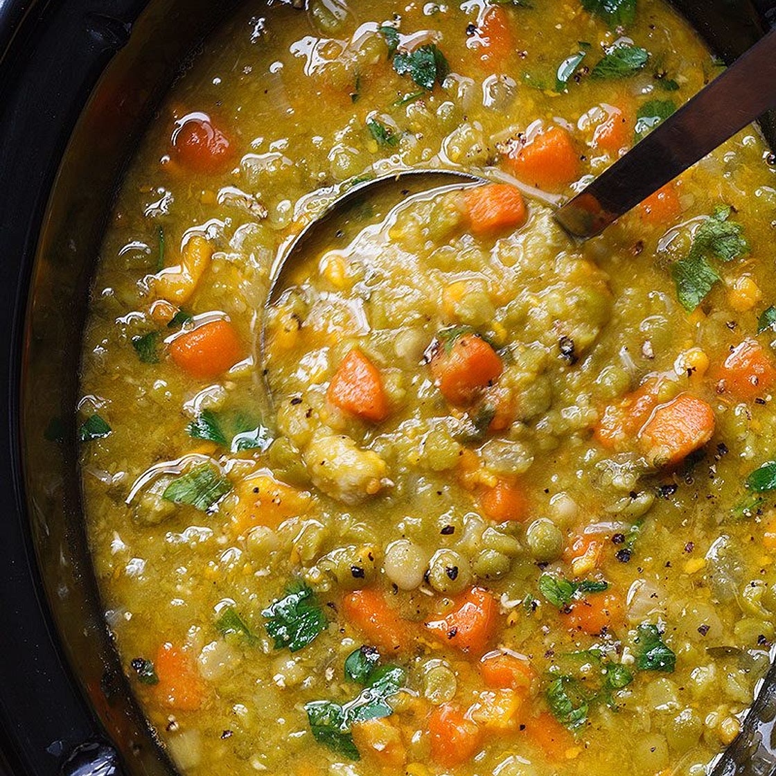 Slow Cooker Sweet Potato Split Pea Soup