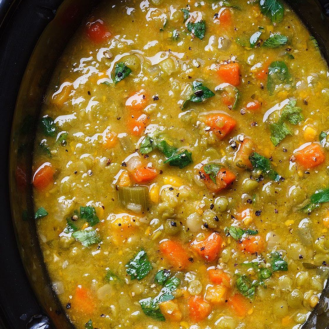 Slow Cooker Sweet Potato Split Pea Soup