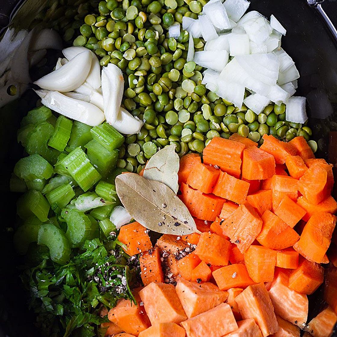 Slow Cooker Sweet Potato Split Pea Soup