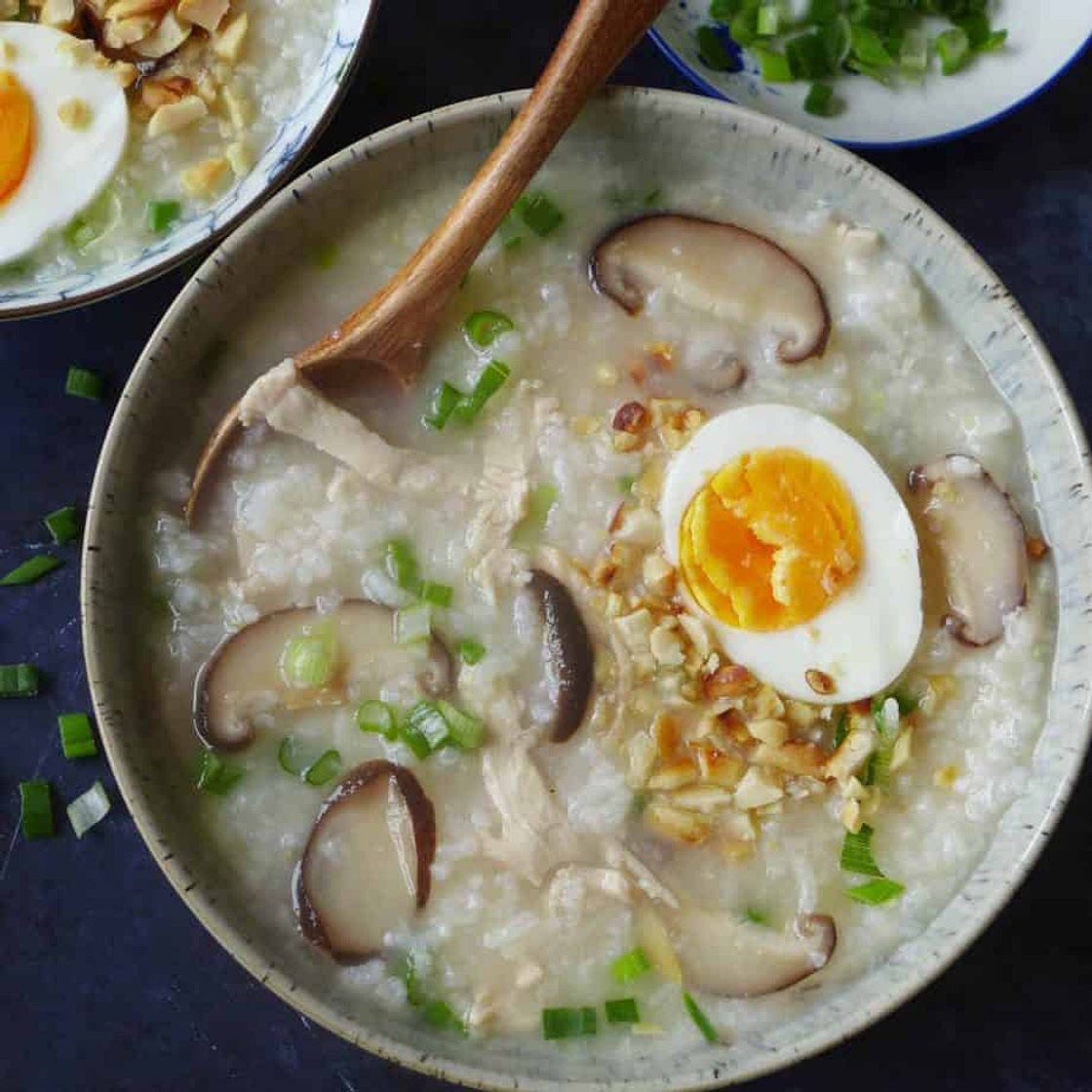 Easy congee with chicken & mushroom (香菇鸡肉粥)