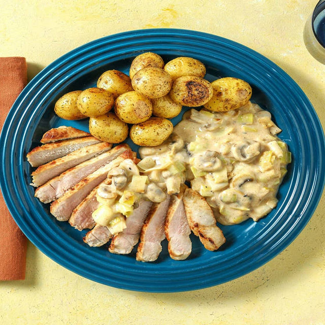 Schweinelachssteak mit rauchigen Kartoffeln mindestens -20% Kalorien im Vergleich zu den anderen Rezepten