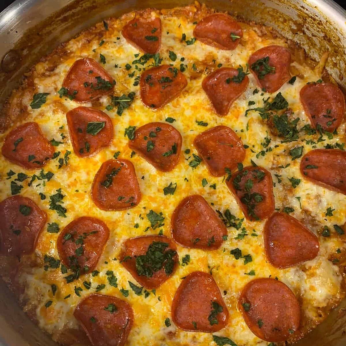 One Pan Pepperoni Pizza Orzo