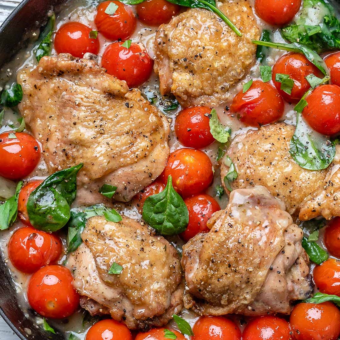 Tuscan Chicken with Cherry Tomatoes & Spinach (Dairy free)