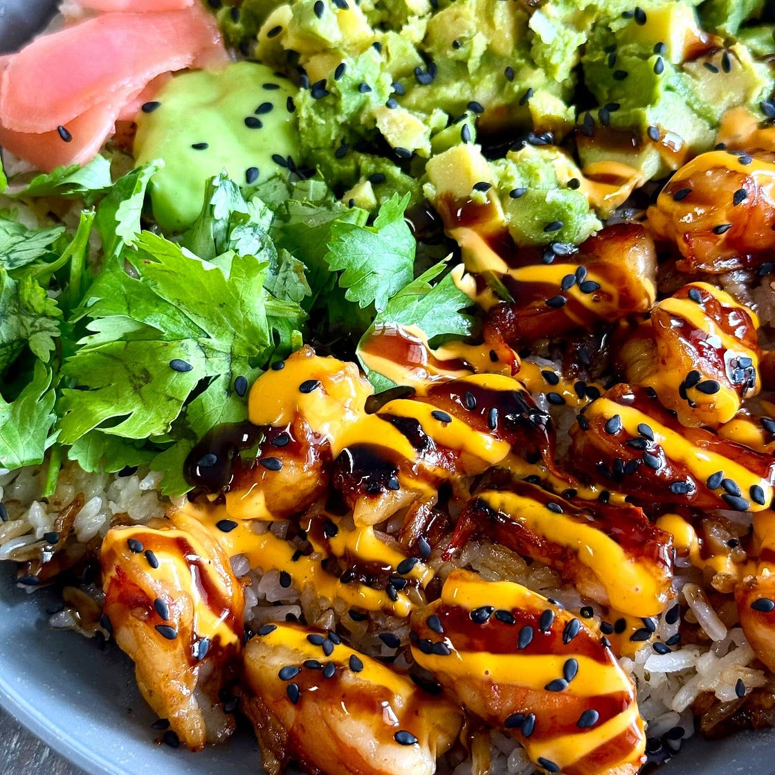 Hot Honey Shrimp Sushi Bowls