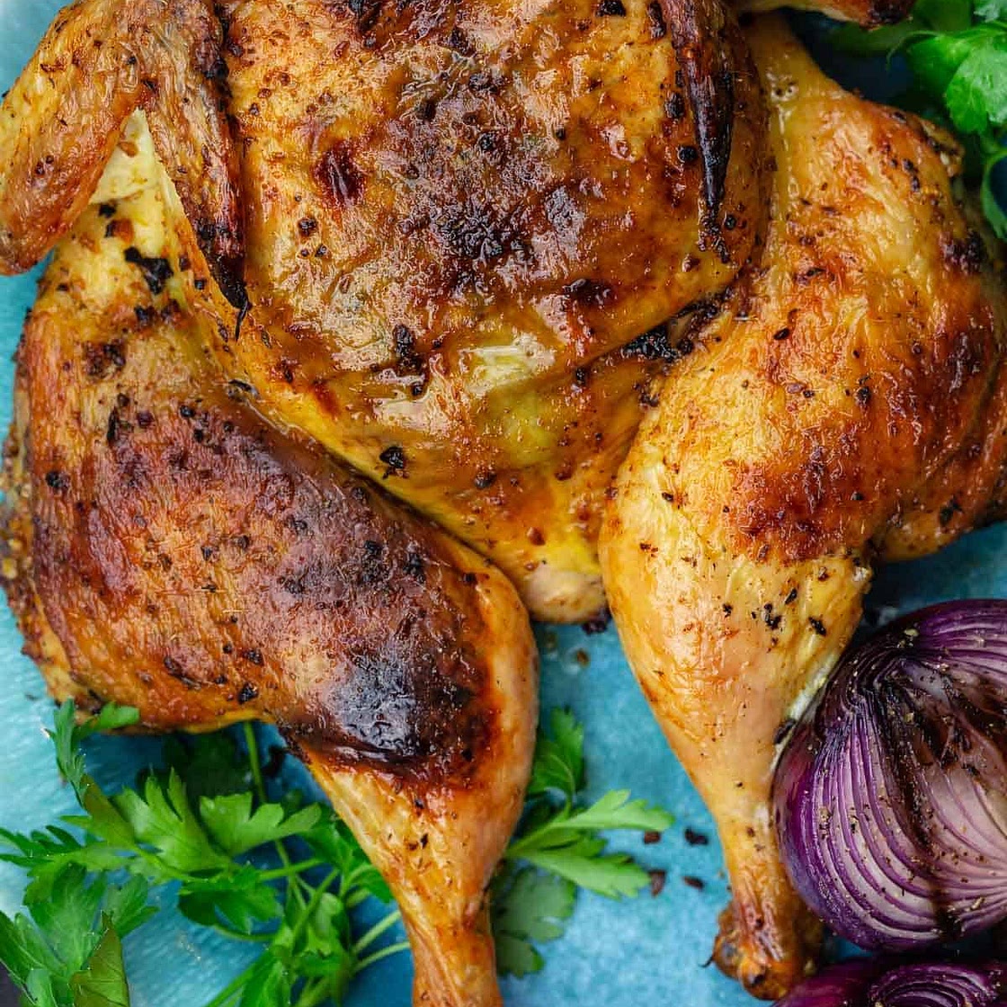 Juicy Grilled Whole Chicken, Mediterranean-style