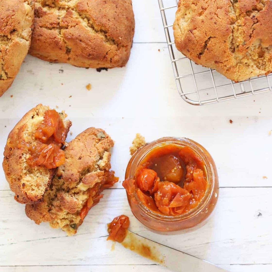 Sage Feta Scones + Tomato Jam