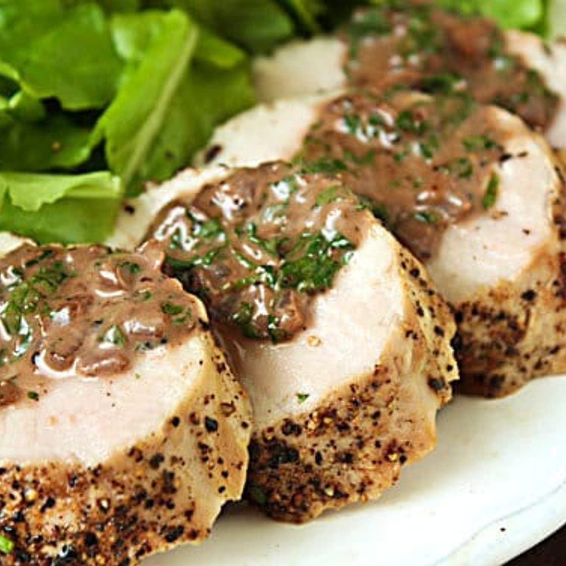 Pork Tenderloin with Burgundy Peppercorn Sauce