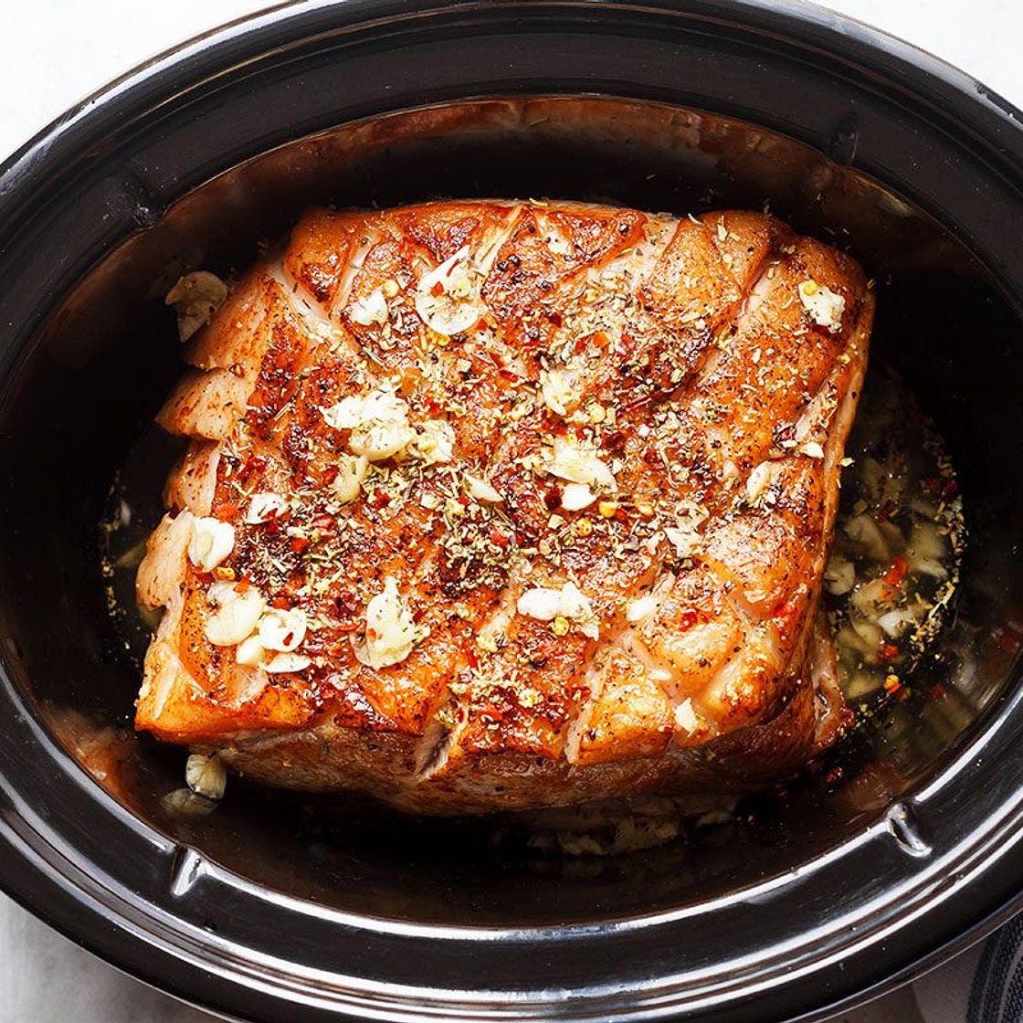 Crockpot Creamy Garlic Pork Loin