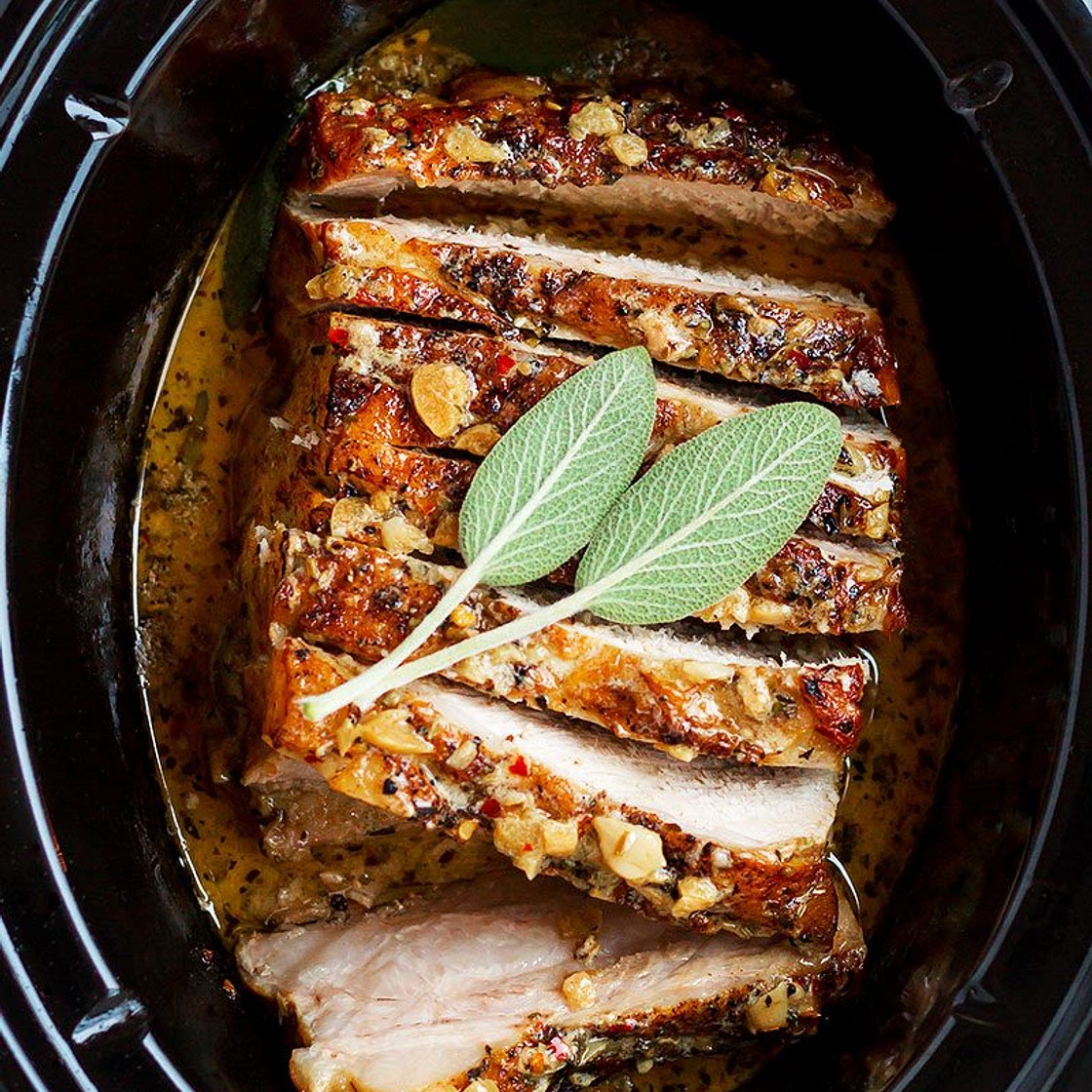 Crockpot Creamy Garlic Pork Loin