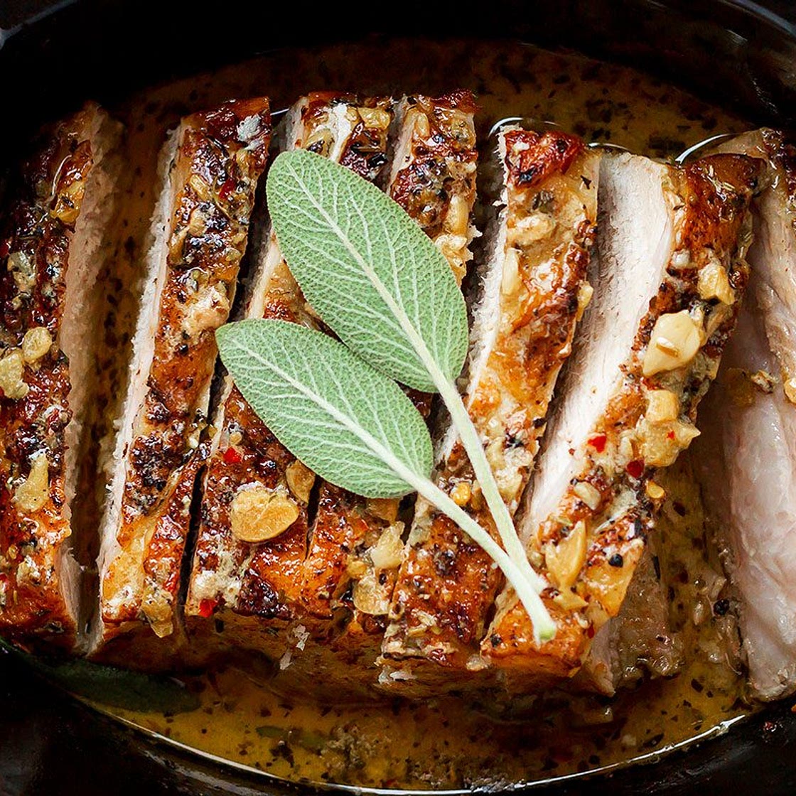 Crockpot Creamy Garlic Pork Loin