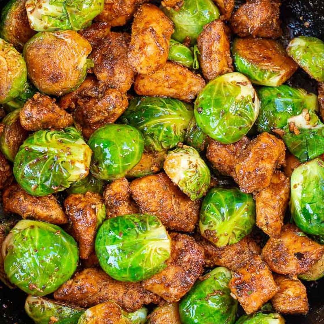 Blackened Chicken and Brussels Sprouts Skillet