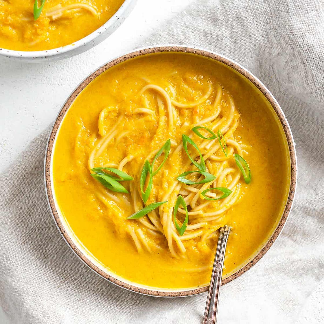 Curried Carrot Soup with Noodles