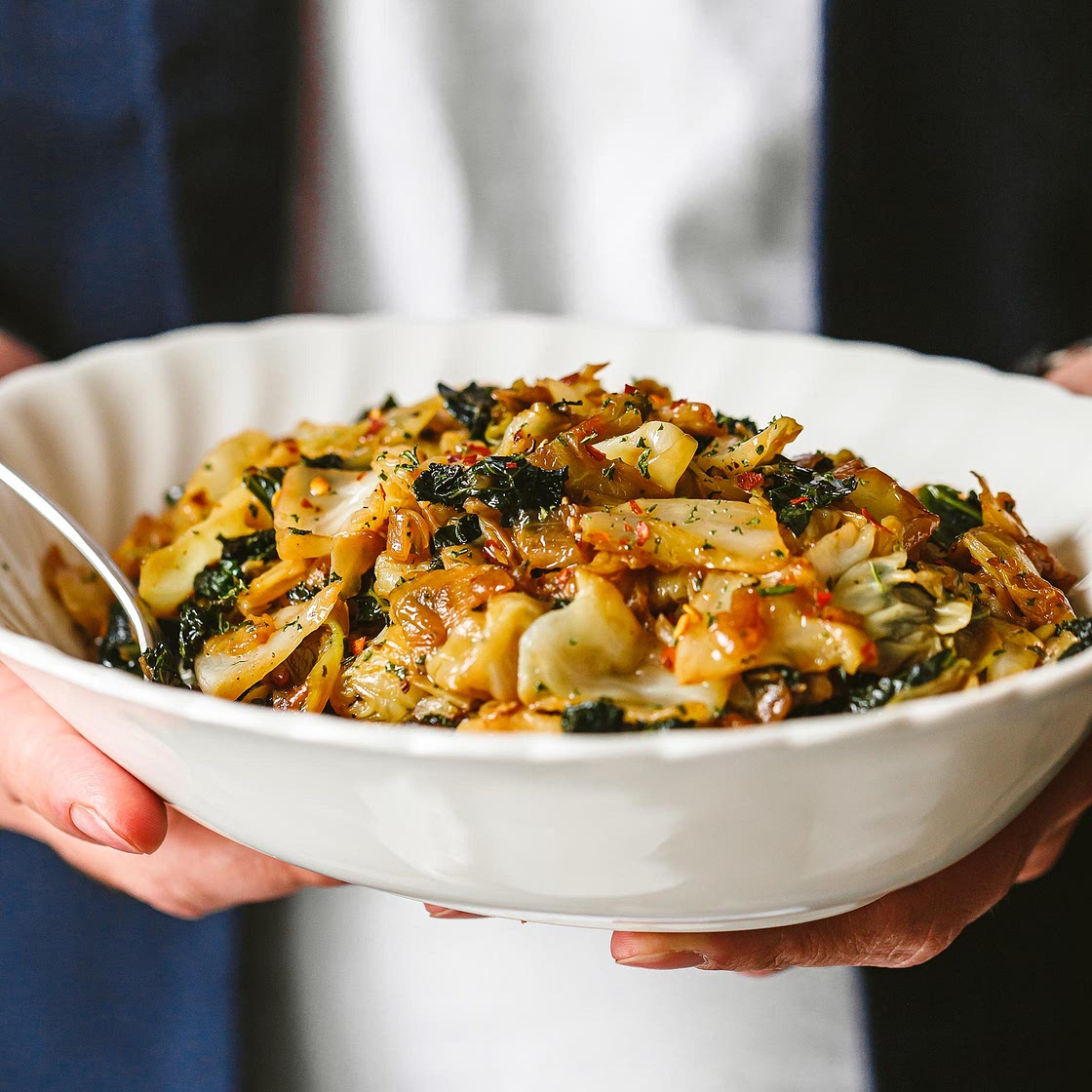 Garlic Sautéed Cabbage Kale Skillet