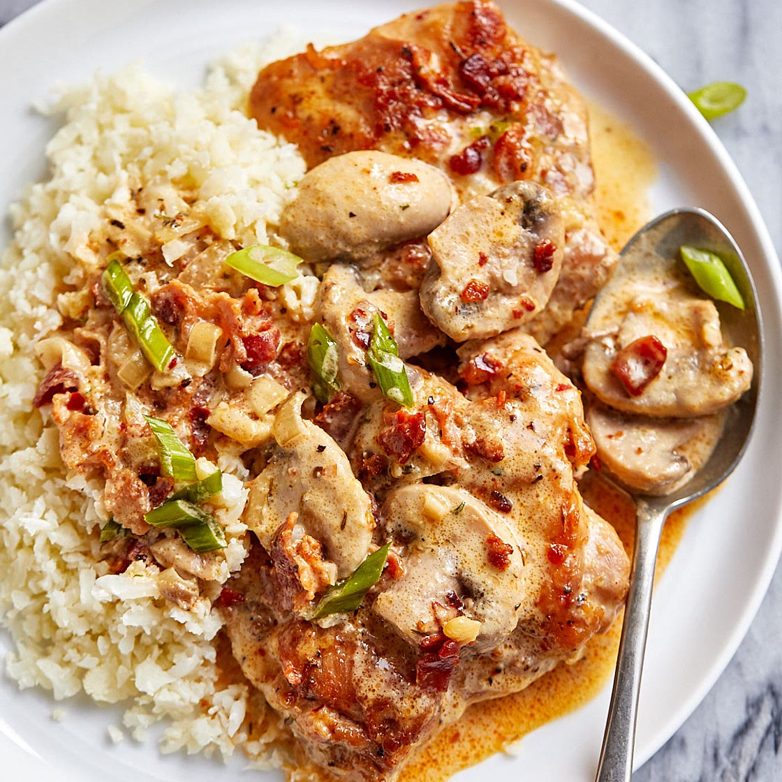 Creamy Mushroom Chicken Skillet with Bacon