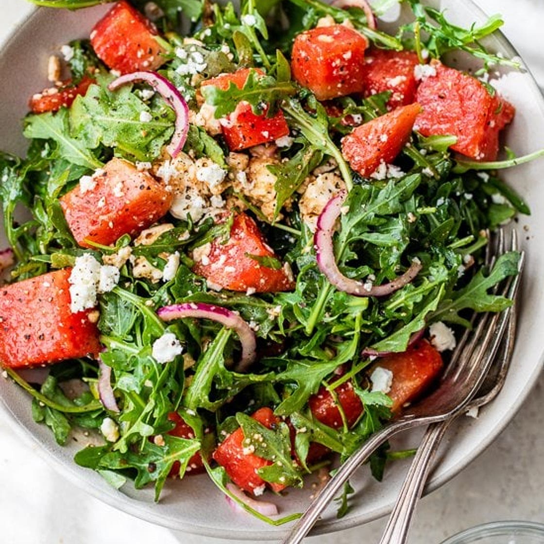 Watermelon Arugula and Feta Salad