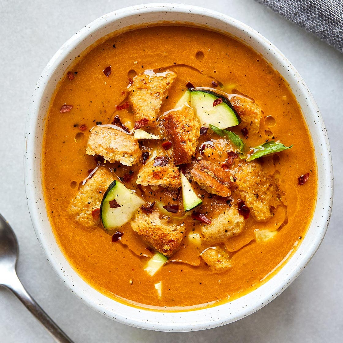Healthy Tomato Zucchini Soup {Vegan + Gluten-Free}