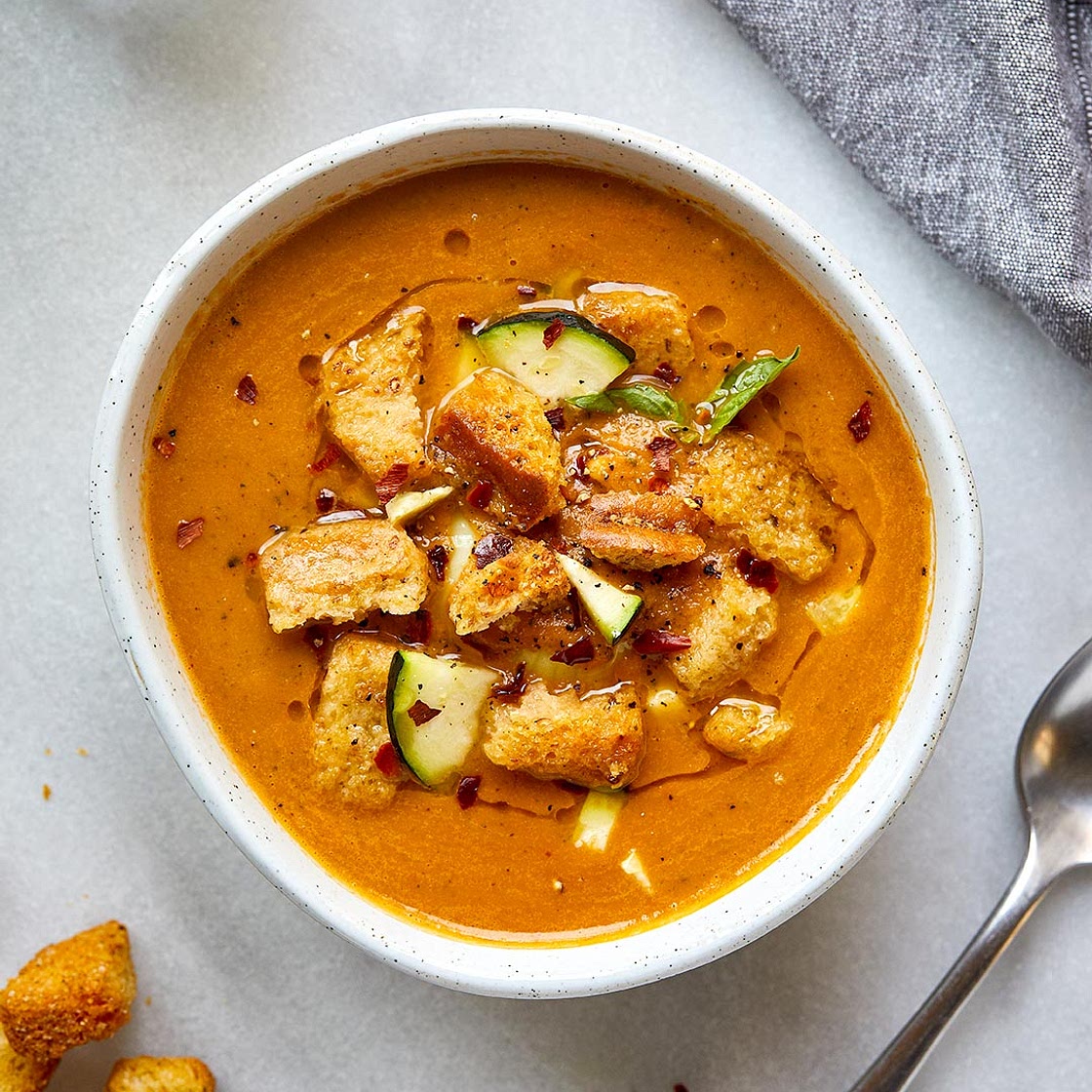 Healthy Tomato Zucchini Soup {Vegan + Gluten-Free}