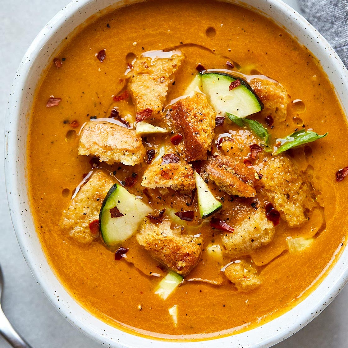 Healthy Tomato Zucchini Soup {Vegan + Gluten-Free}