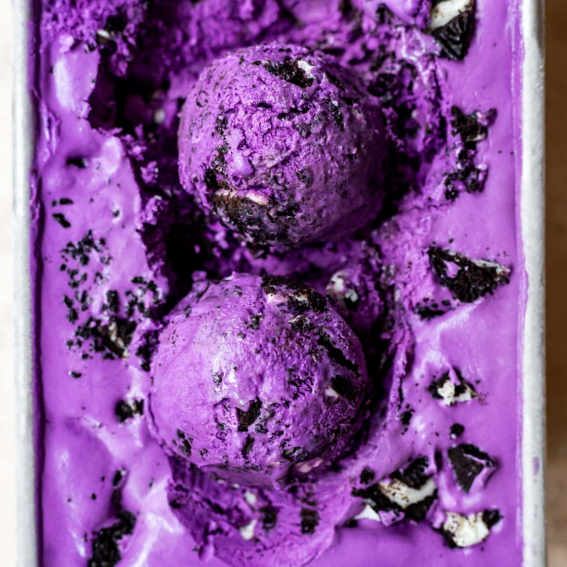 No Churn Ube Oreo Ice Cream