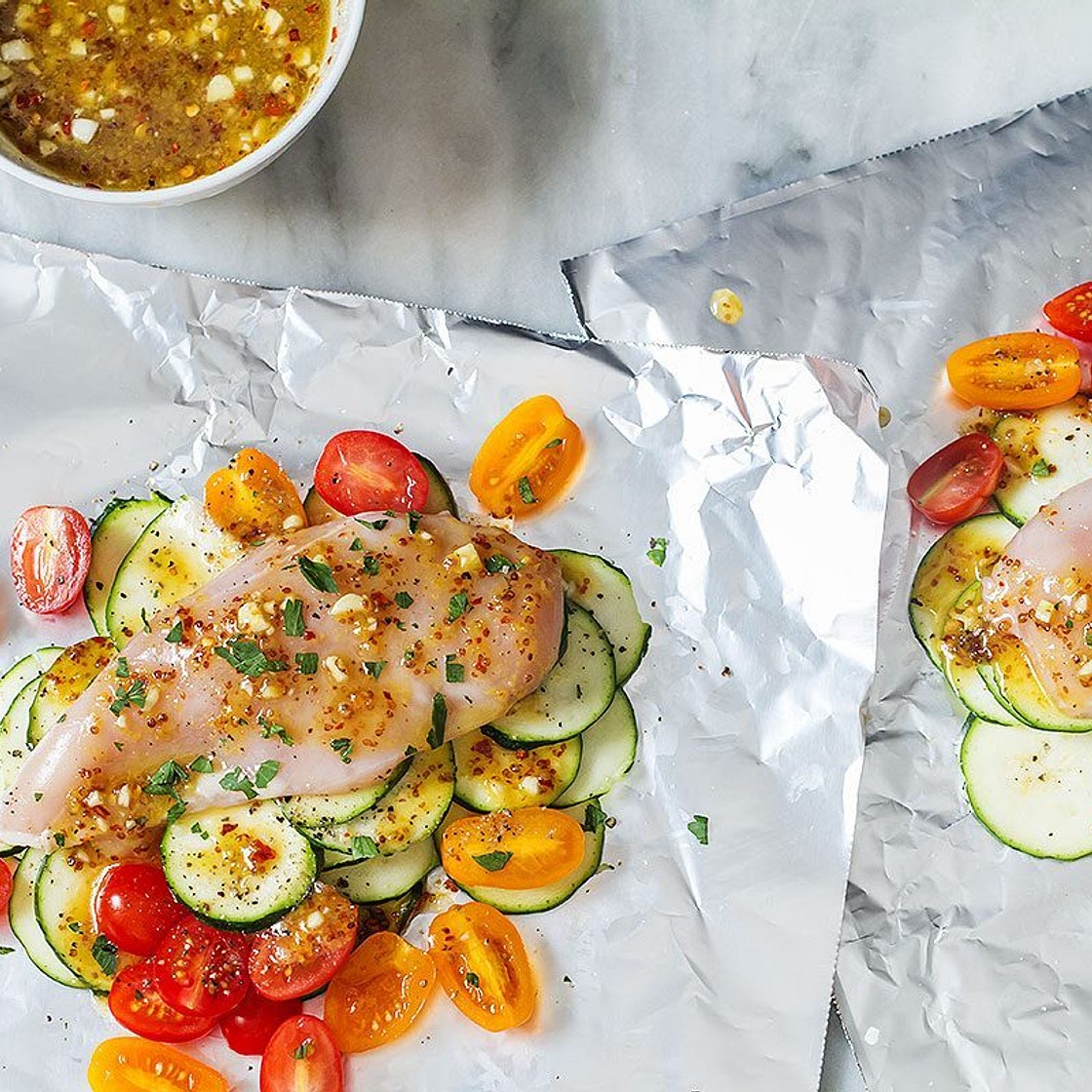 Honey Dijon Chicken and Veggies Foil Packs