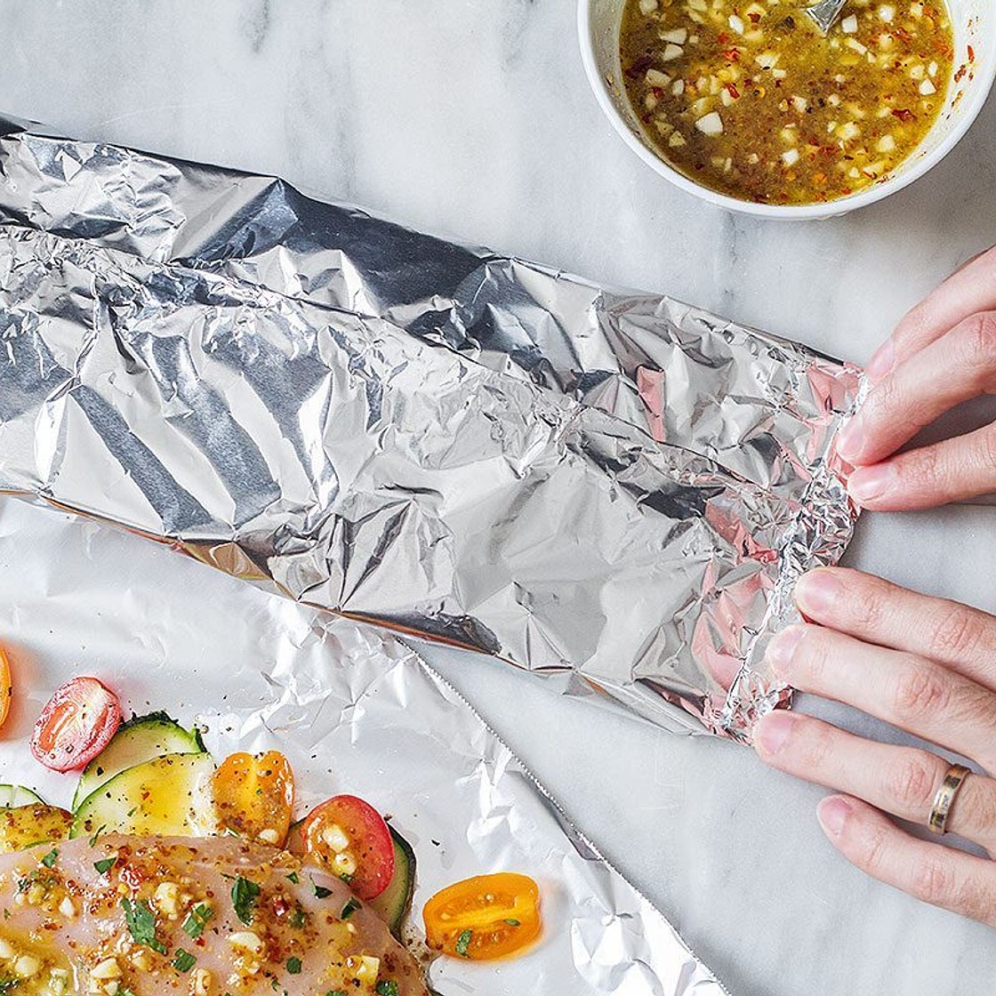 Honey Dijon Chicken and Veggies Foil Packs
