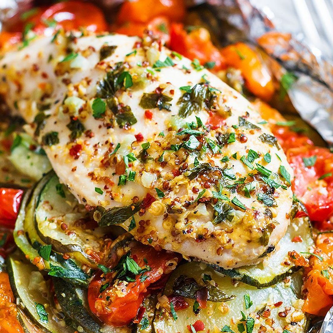 Honey Dijon Chicken and Veggies Foil Packs