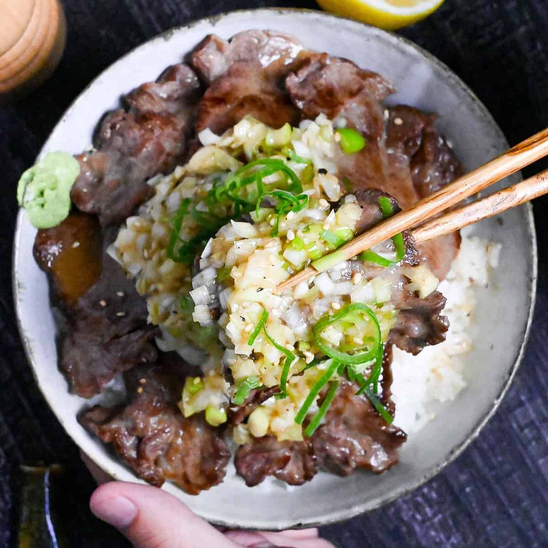 Gyutan Donburi (with Negi Shio Sauce)