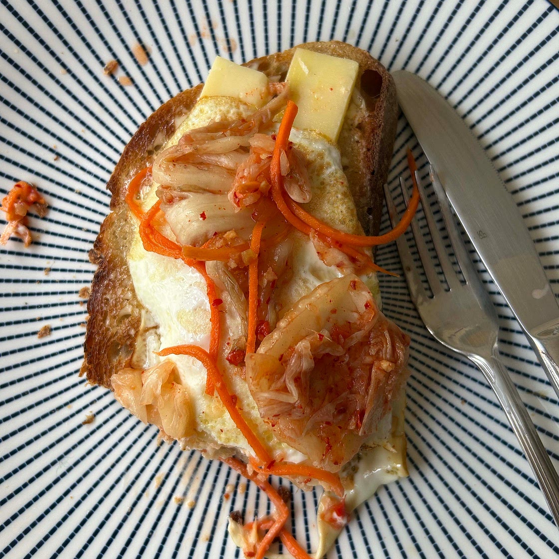 Kimchi egg toast