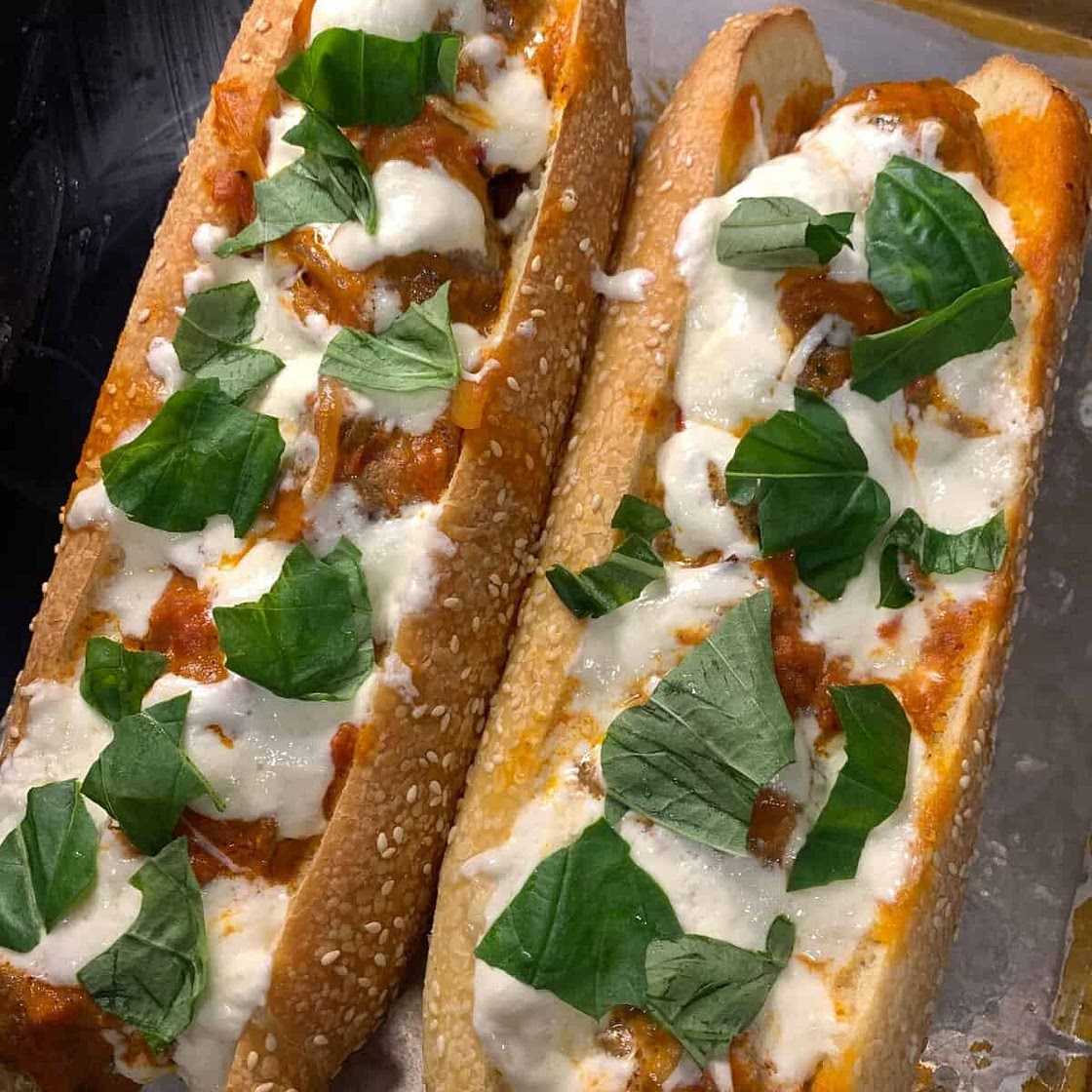 Meatball Sub with Vodka Sauce and Burrata