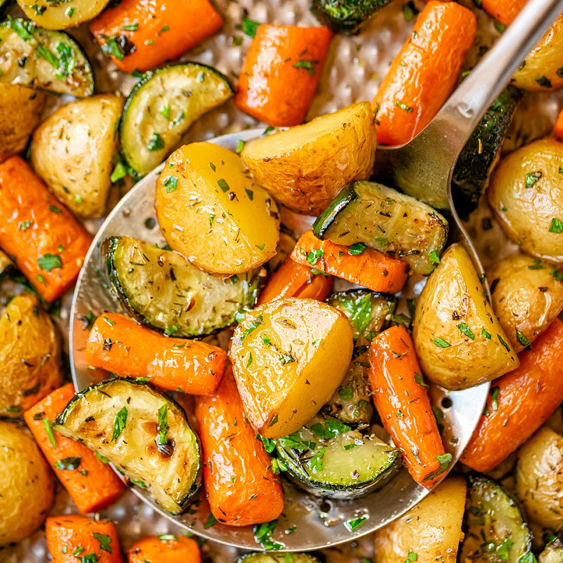 Garlic Herb Roasted Potatoes Carrots and Zucchini
