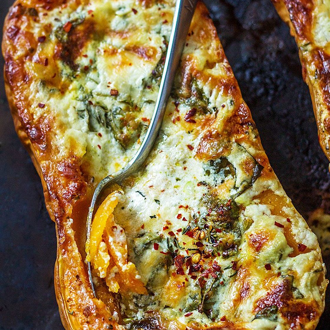 Creamy Four Cheese Spinach Butternut Squash