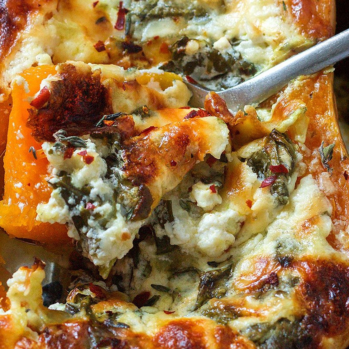 Creamy Four Cheese Spinach Butternut Squash