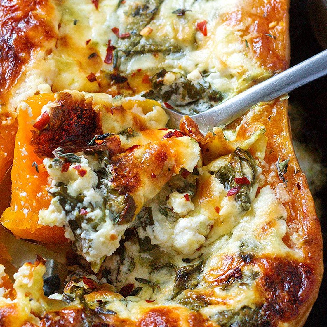Creamy Four Cheese Spinach Butternut Squash