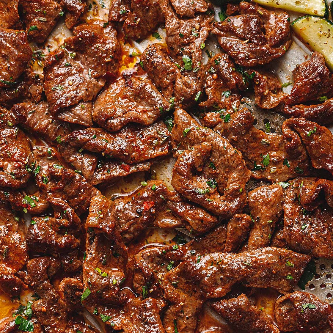 10-Minute Sheet Pan Steak with Lemon Zucchini