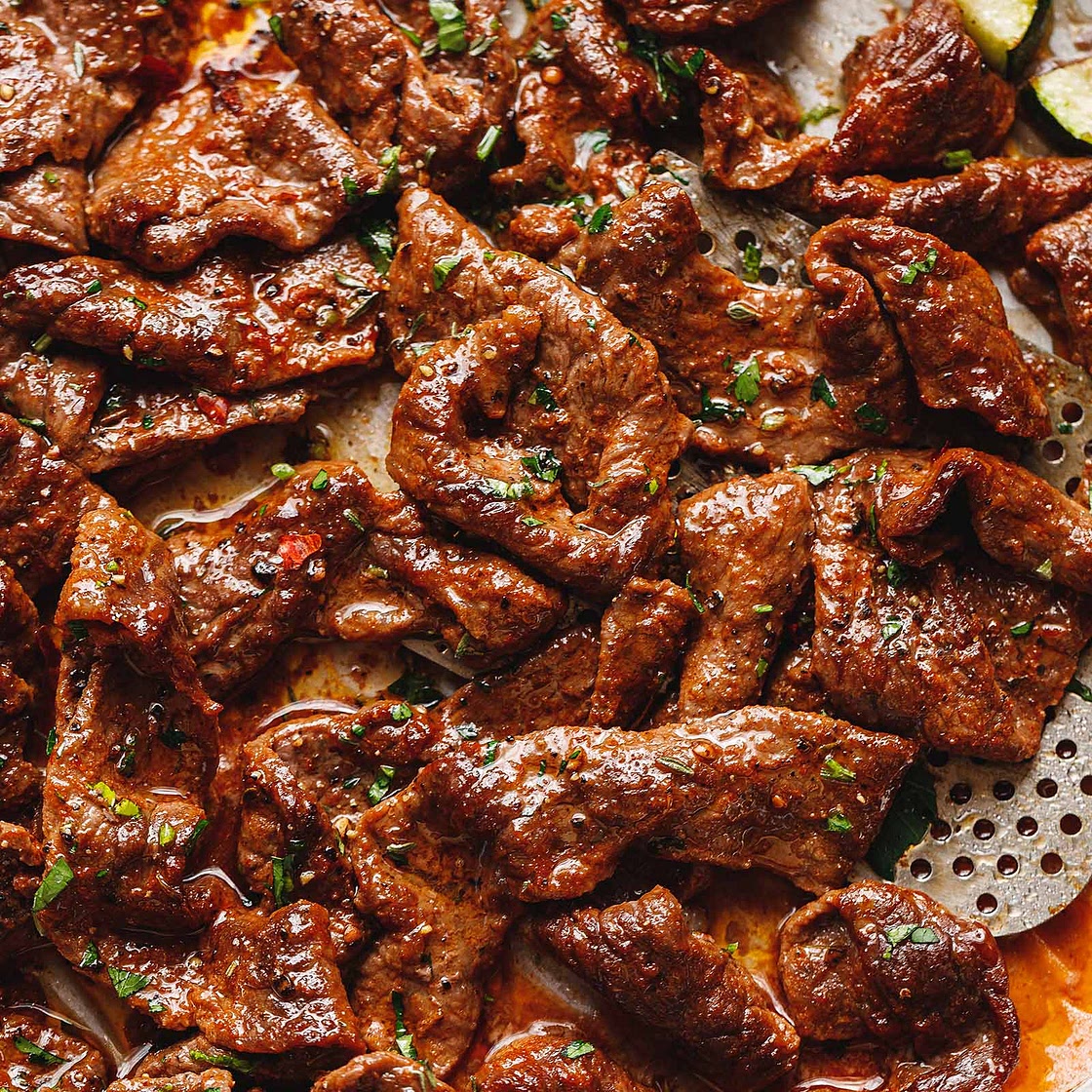 10-Minute Sheet Pan Steak with Lemon Zucchini