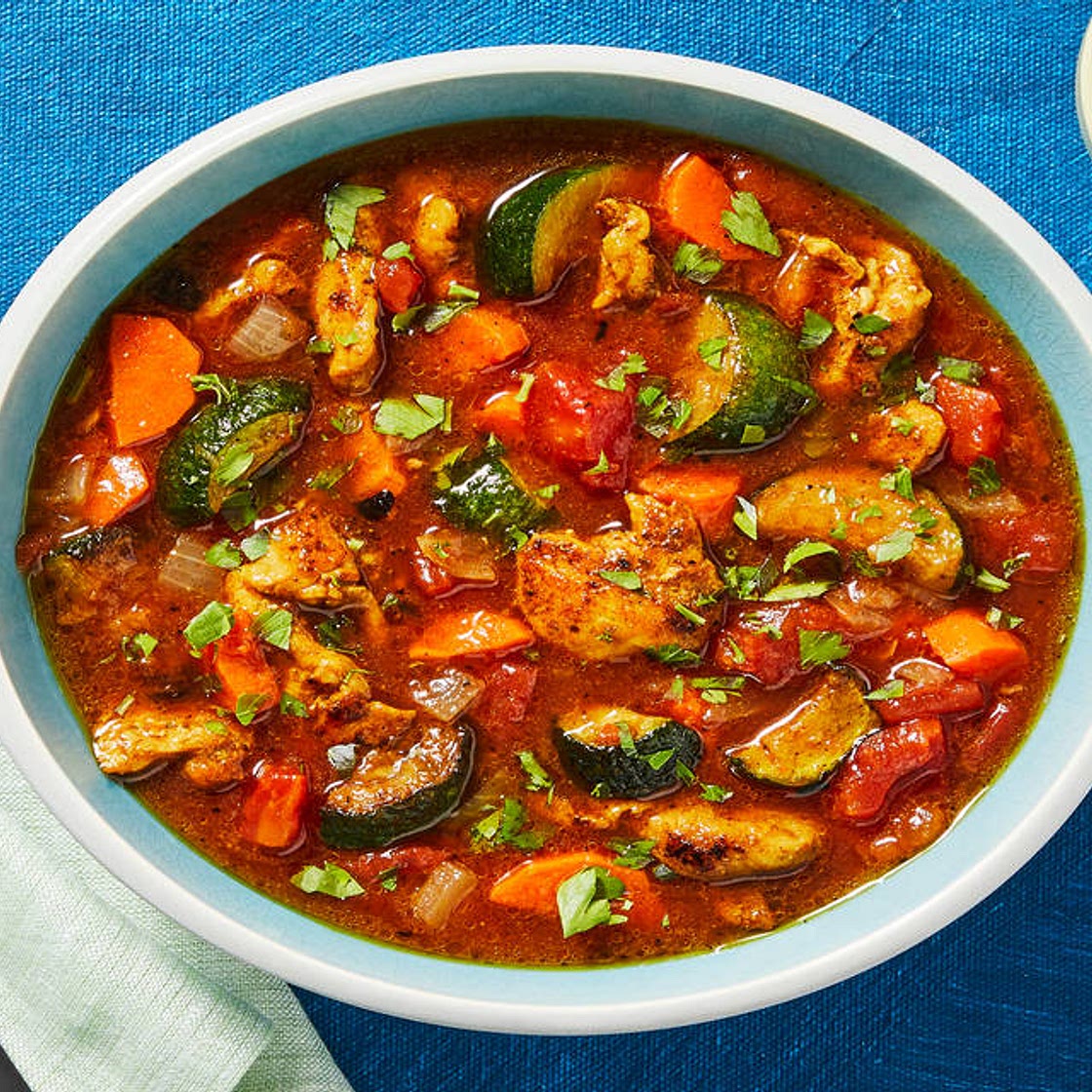 One-Pot Tunisian-Spiced Chicken Stew with Zucchini & Fresh Parsley