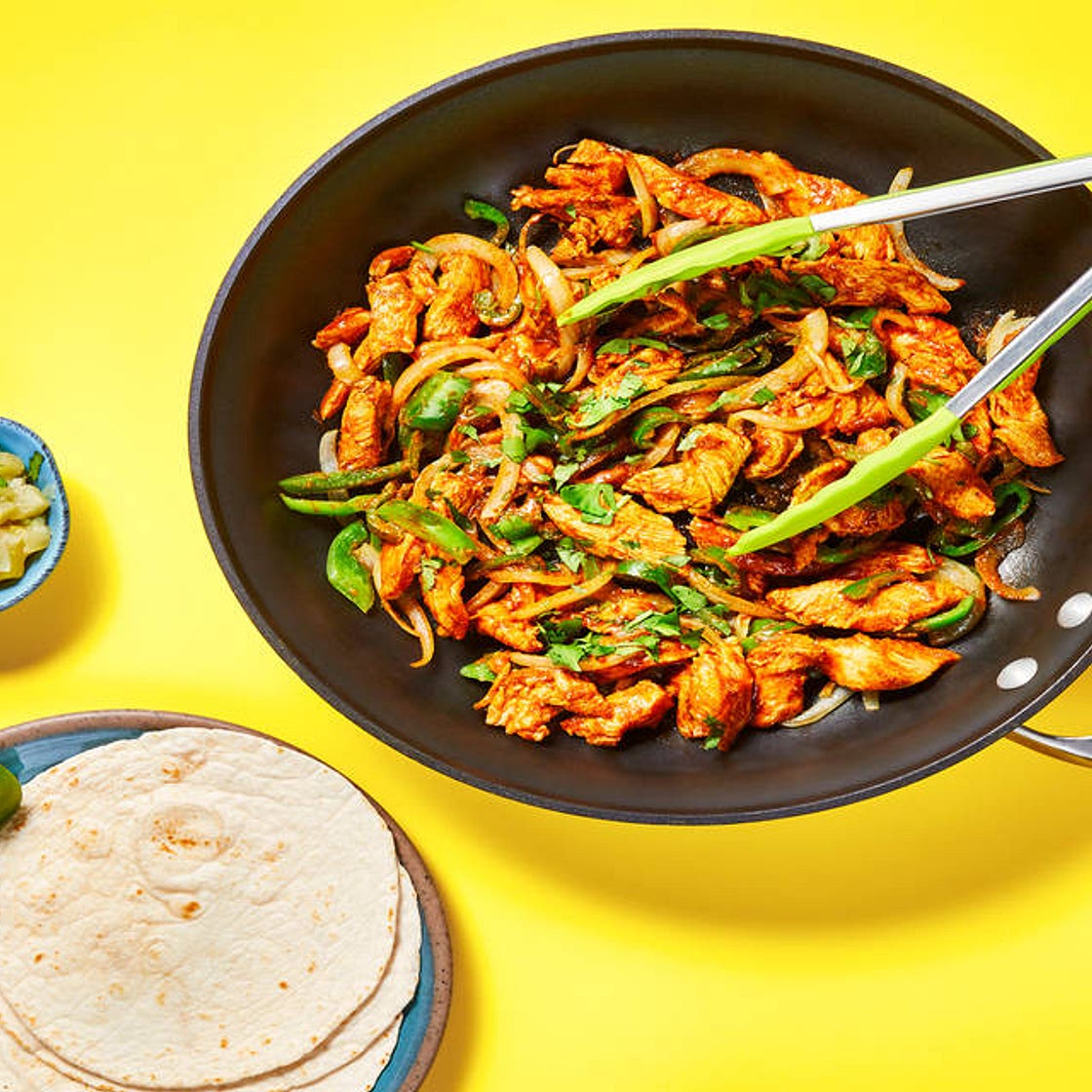 One-Pan Pineapple Salsa Chicken Tacos with Cilantro & Sour Cream