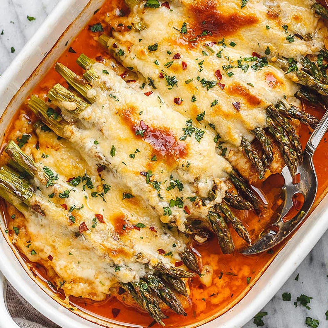 Chicken Casserole with Asparagus and Mozzarella