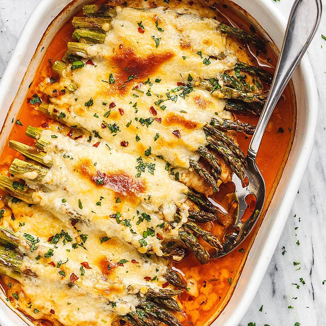 Chicken Casserole with Asparagus and Mozzarella