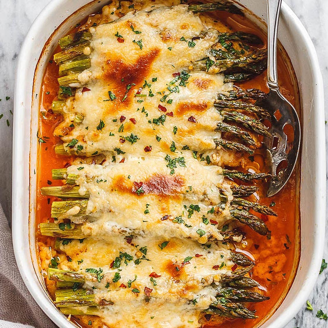Chicken Casserole with Asparagus and Mozzarella