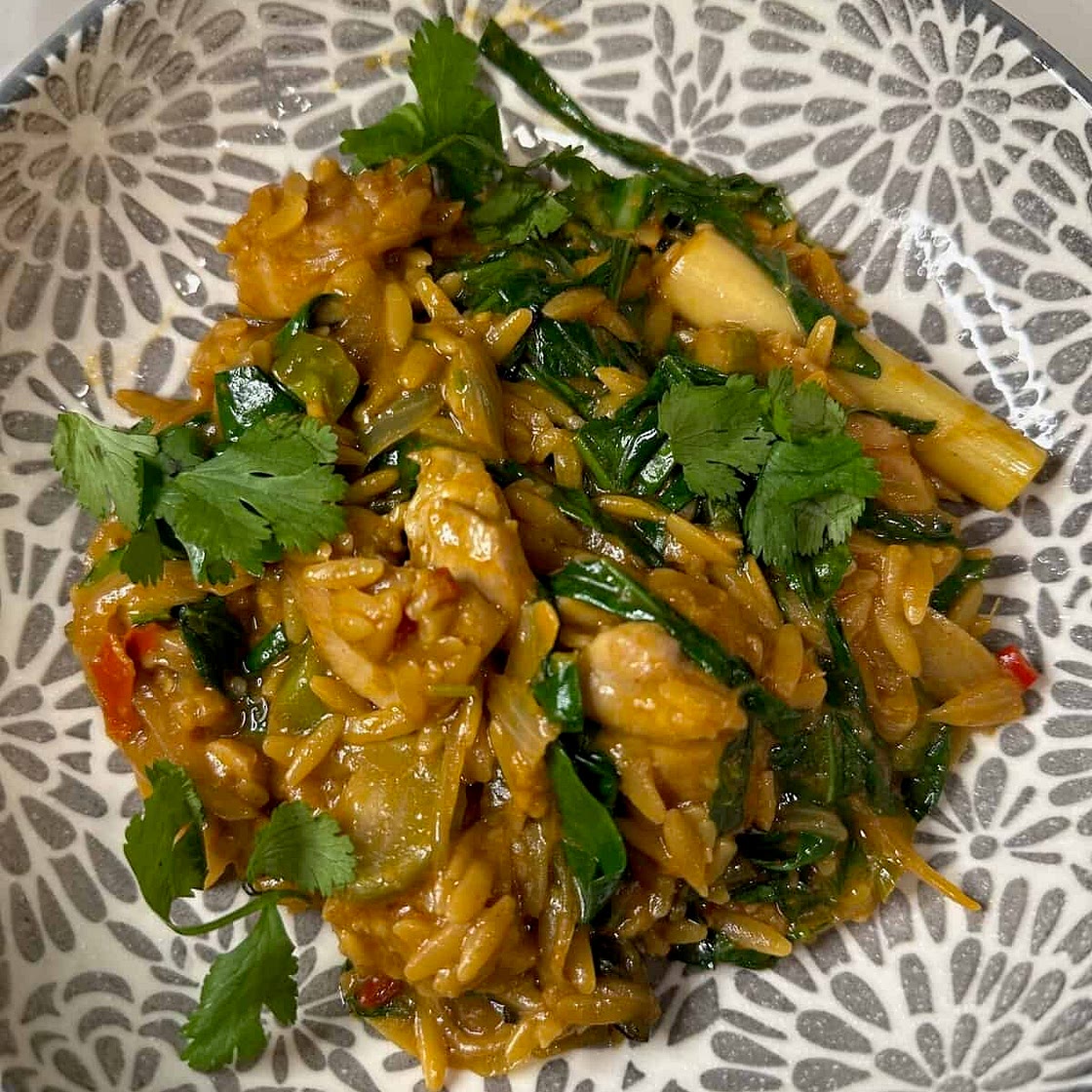 One Pan Thai Curry Chicken and Orzo