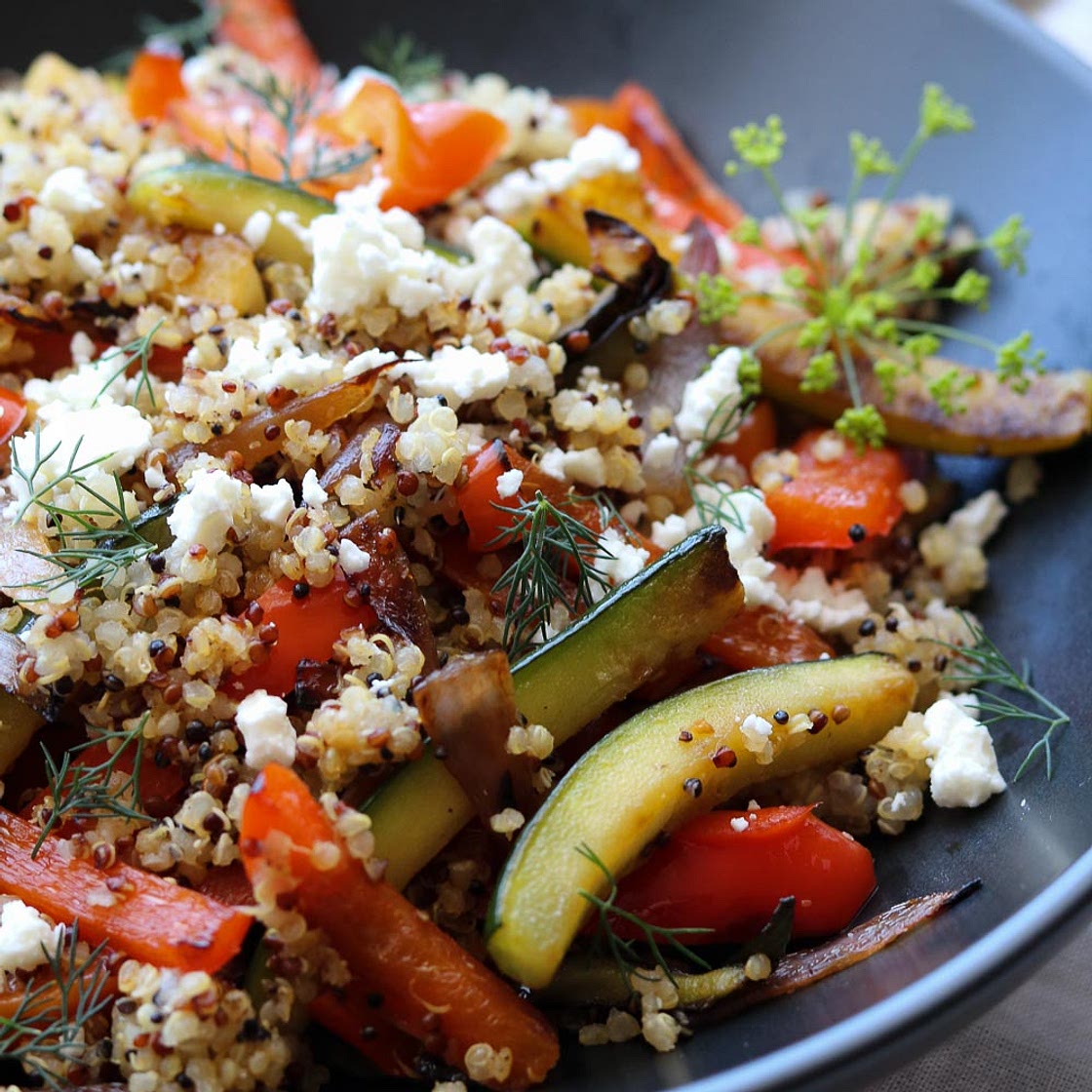 Roasted Vegetable Quinoa with Feta