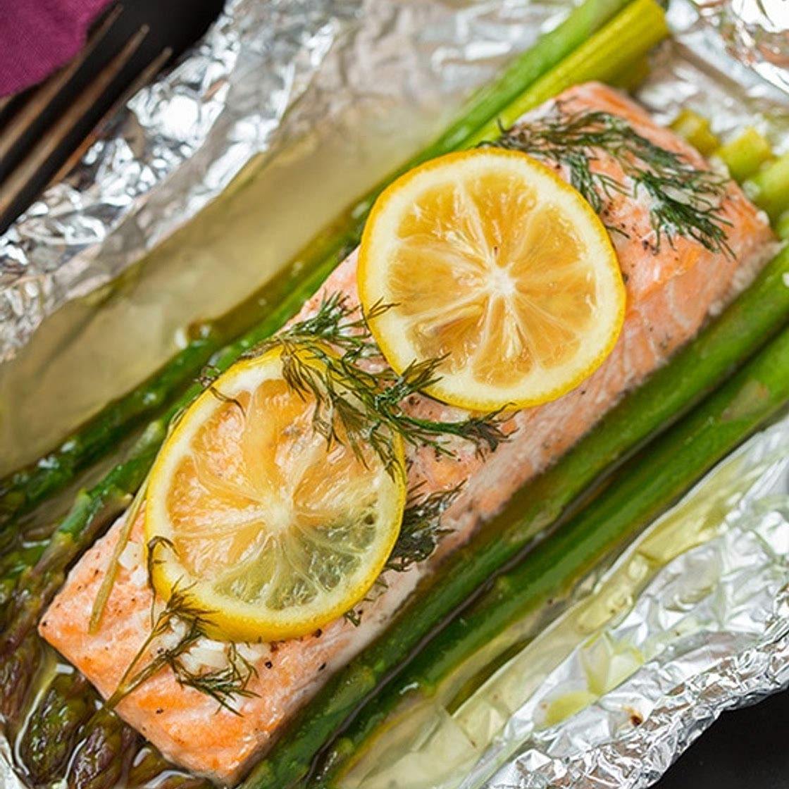 Baked Salmon and Asparagus in Foil
